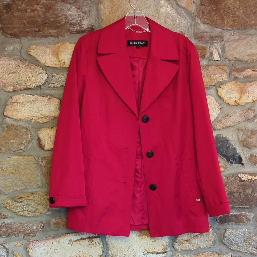 Ellen Tracy Women's Red Trench Coat